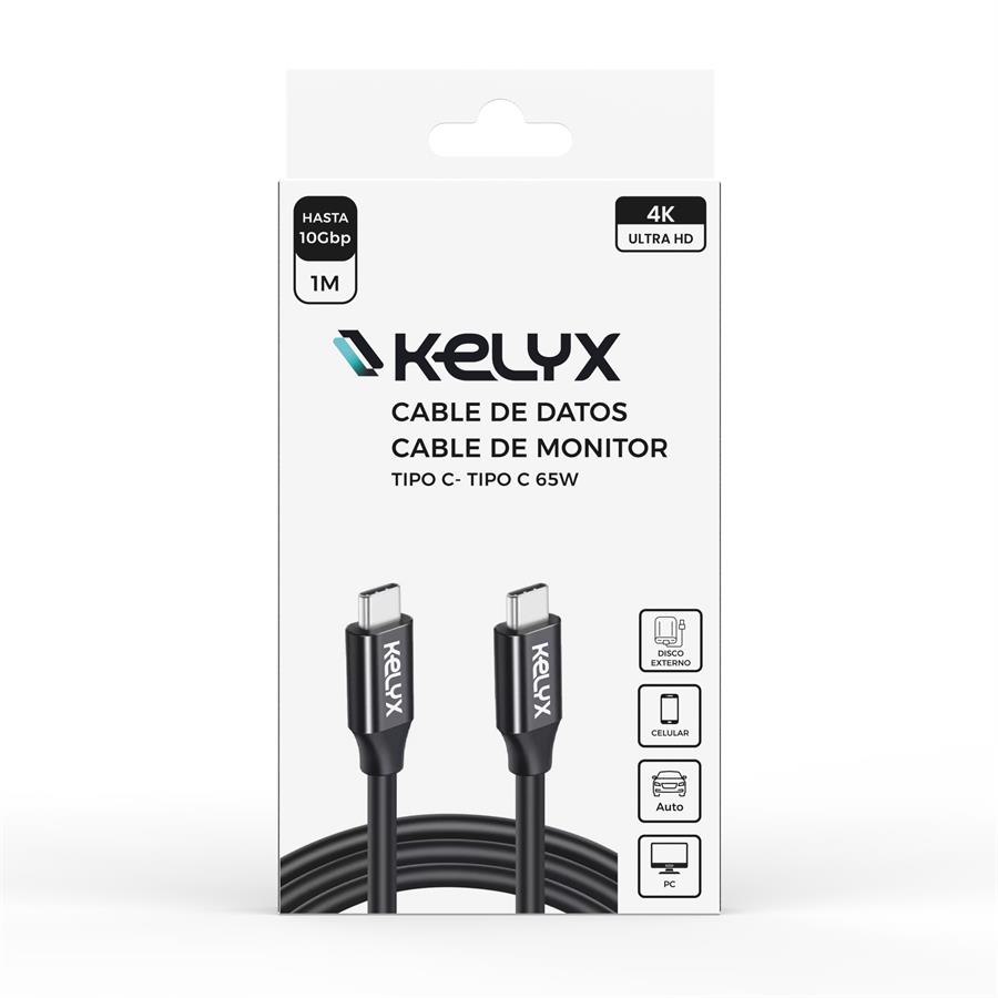 Cable Kelyx USB Type C a Type C 65W / 10Gbp - 4K ULTRA HD 1mt