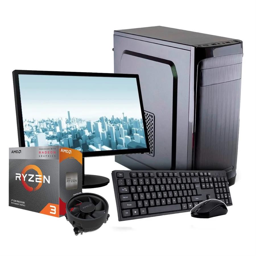 6 CUOTAS SIN INTERES! PC + MONITOR 22" Ryzen 3 3200G, Video Vega 6, 8Gb, SSD 240Gb, HDMI, A520m