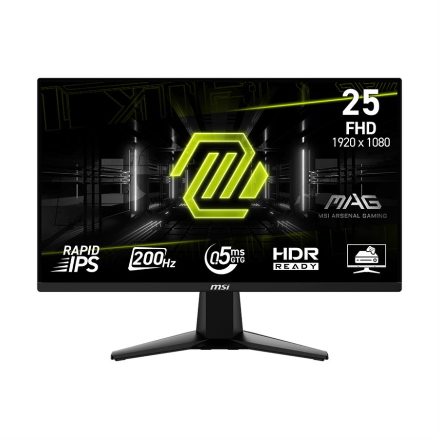 MONITOR GAMER 25" MSI MAG 255F E20 IPS FHD 200HZ 0.5MS HDMI DP + Q 24