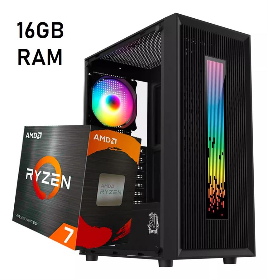 PC GAMER Ryzen 7 5700G, 16GB, SSD 480gb, Video Vega 8, Gabinete GAMER RGB