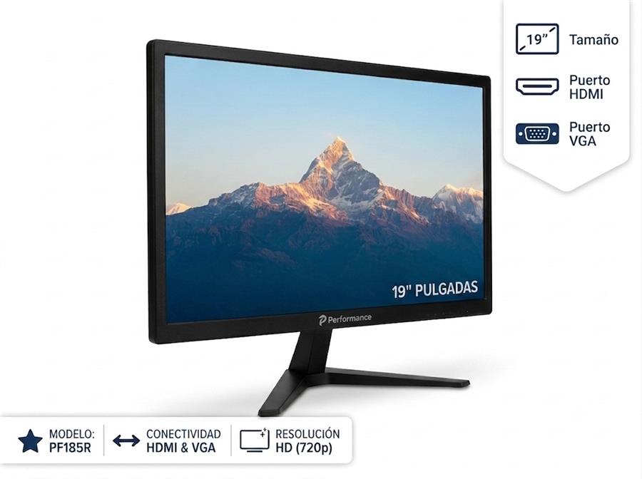 MONITOR 19" PERFORMANCE PF185R VGA HDMI IDEAL OFICINA NEGOCIO