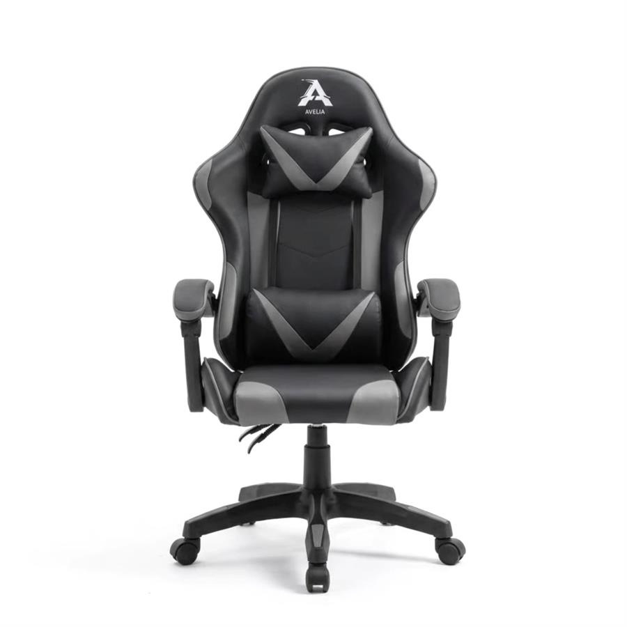 Silla Gamer Ergonomica Reclinable Giratoria GRIS Y Negro Cuero Sintético, hasta 150kg