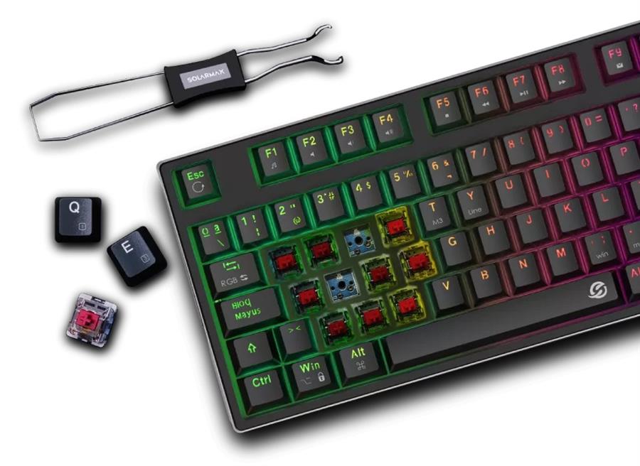 Teclado Mecanico Inalambrico Gamer Solarmax Gmkb88rb Rgb Cable Bt Bluetooth TKL