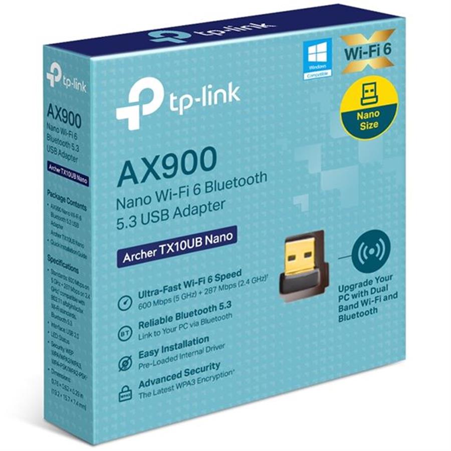 ADAPTADOR WIFI 6 + BLUETOOTH 5.3 TP-LINK ARCHER TX10UB NANO AX900