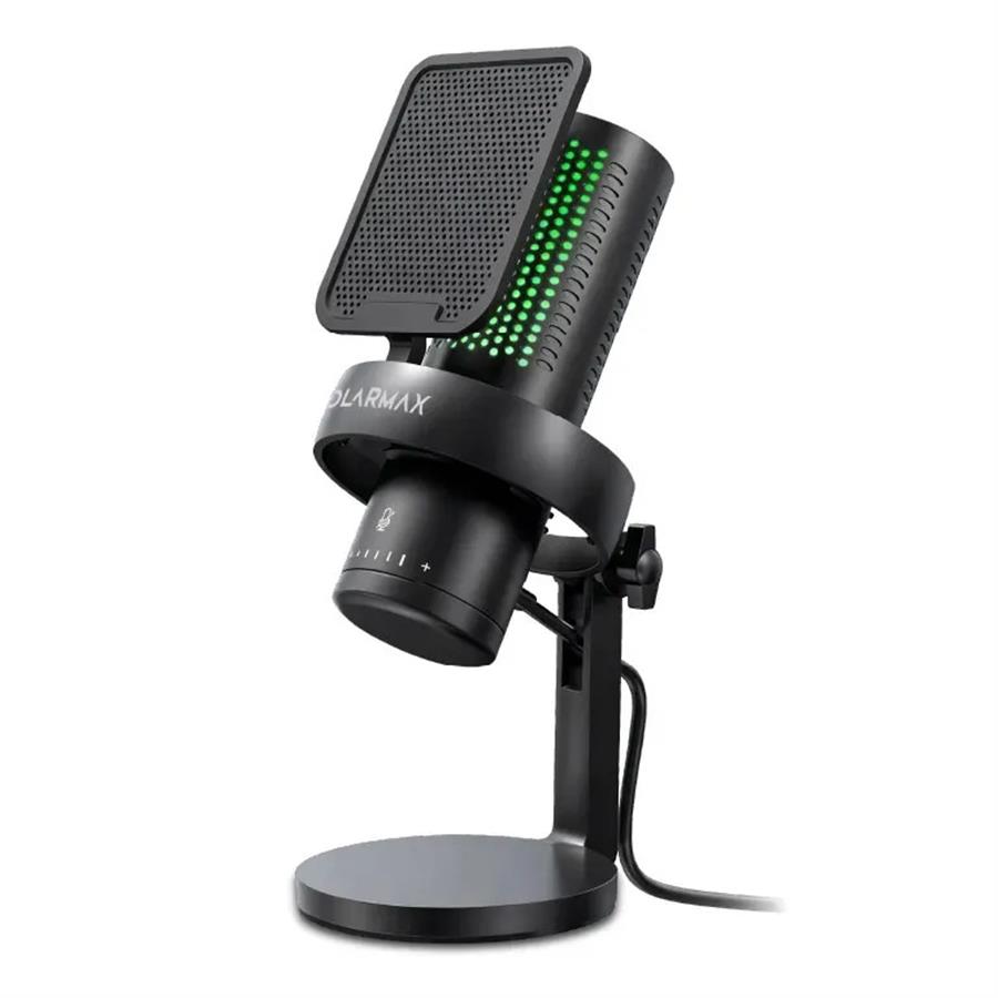 Microfono Streaming Y Gaming Solarmax Lsm95b Rgb Filtro Anti Pop Cardioide Unidireccional