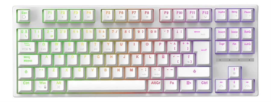 Teclado Mecanico INALAMBRICO Solarmax Tkl Tri Modo Rgb Red Switch Blanco GMKB88Rw