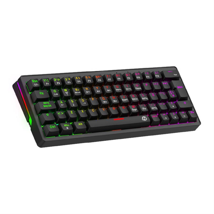 Teclado Mecanico Solarmax Inalambrico Tri Modo 60% Rgb Red Switch Negro GMKB64RB