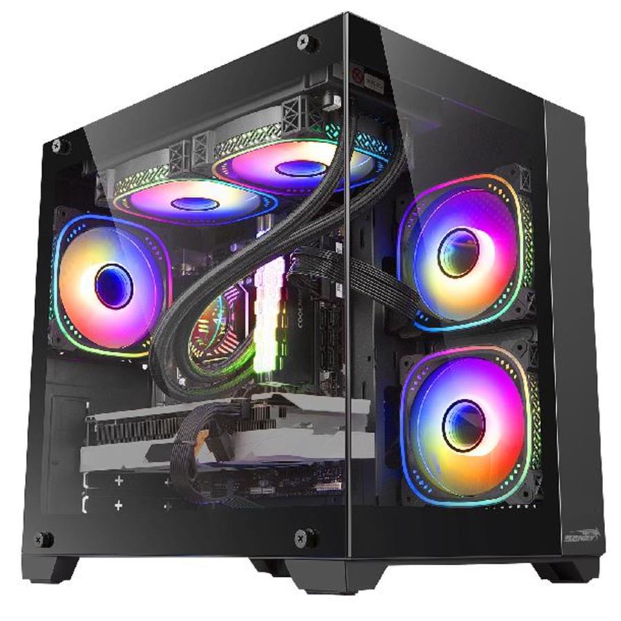GABINETE GAMER SENTEY A10 c/ 5 cooler FAN incluidos ARGB C/CONTROLADORA C/REMOTO RGB Pecera
