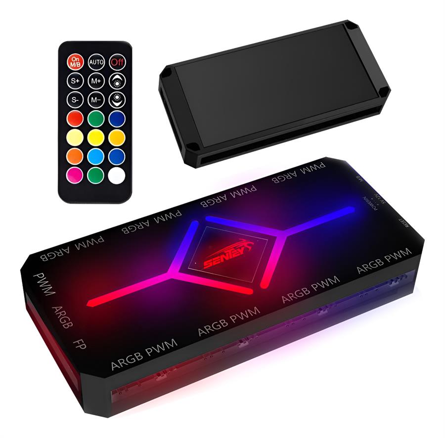 Combo Controladora c/ control remoto + 3 Cooler Sentey F70 120mm ARGB