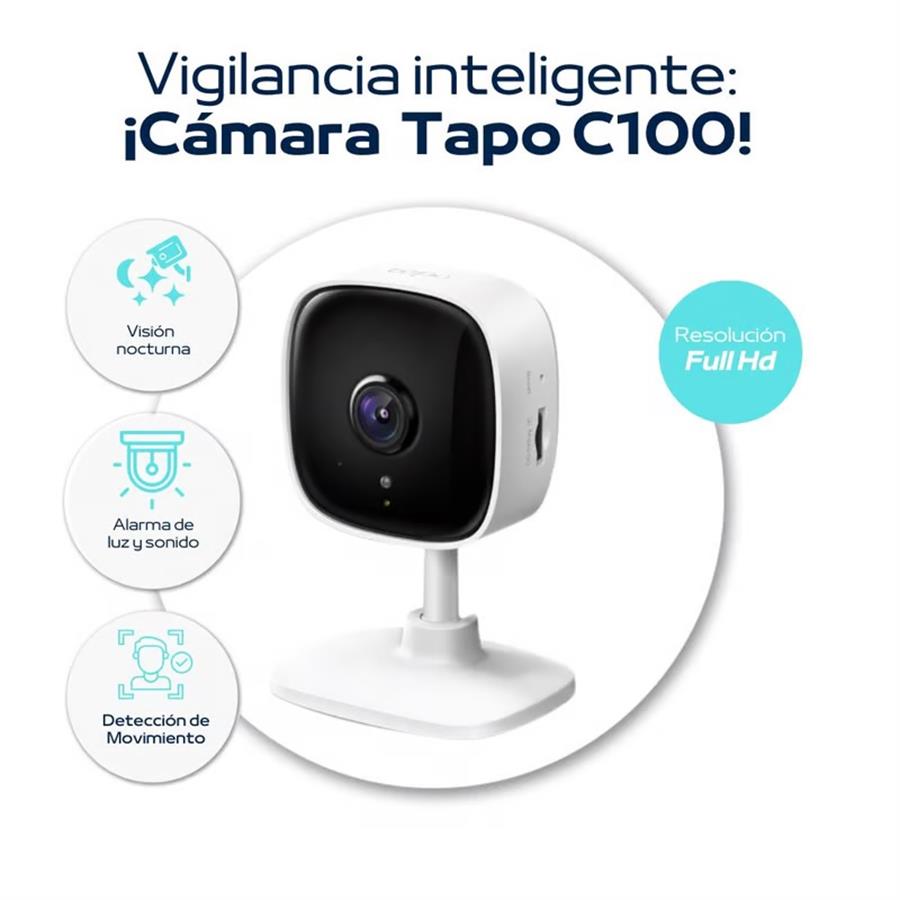 Camara Seguridad Ip 1080p Tp Link Tapo C100 Wifi Movimiento c/ ranura Micro SD