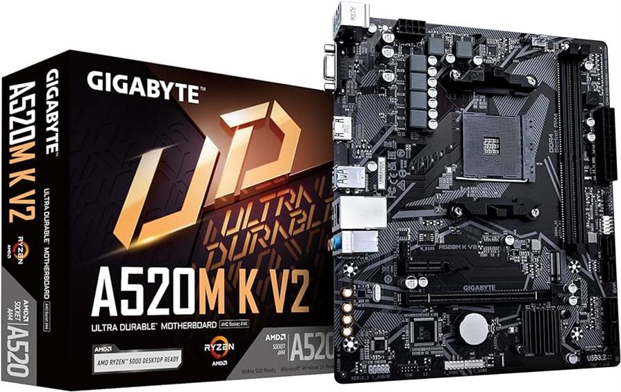 Motherboard Gigabyte A520M K V2 AM4, M.2, PCIe 3.0, AMD Ryzen 5000 Series HDMI VGA