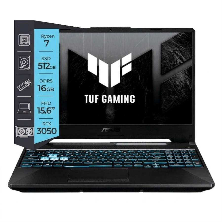 Notebook ASUS TUF Gaming A15 AMD Ryzen 7 170 16GB DDR5 SSD 512GB RTX 3050 15.6" FA506NCQ-HN003